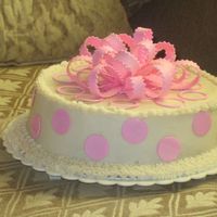 Img_8885.jpg polka dots n bow are gumpaste vanilla cake covered in bc cream