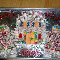 Gingerbread House And People Non-traditional Happy Birthday, Jesus cake! My husband and I decorated with the candies and sprinkles. I love Gingerbread houses so this...
