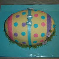 Easter Egg I used a football pan for this since I didn't have an egg pan and put that on top of an oval pan. The customer wanted an egg shaped...