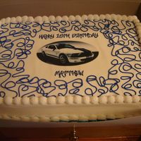 Mustang Sheet Cake Customer wanted a cake similar to my Camaro cake but in the UK {Blue/ White} paint scheme. I had a hard time finding those colors so I did...