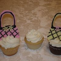 Purse Cupcakes Cupcakes w/WBC - purses made out of fondant, royal and dragees