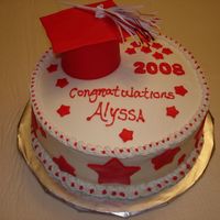 Red Graduation Cake Choc Cake w/BC and fondant decorations