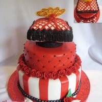 Red And Black Cake This cake was for a bridal shower, Spanish theme.