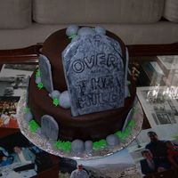 Over The Hill A Cake I did for a friend's co-worker. Triple Chocolate fudge Cake filled with chocolate pudding, covered in chocolate bc, covered in...