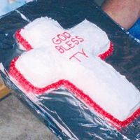 Cross Cake I made this cake on the very day of my son's baptism. That is why the writing is so terrible! This is not even homemade frosting...it...