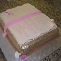 Open Book 11x15 carved and decorated with fondant. Handwriten with food markers.