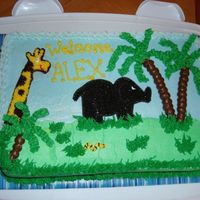 Jungle Baby Shower Cake Chocolate cake, all BC freehand. Inspired by many CC members. The elephant doesn't look so dark in real life...