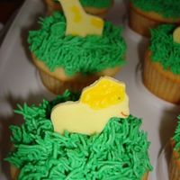 Animal Cupcakes vanilla cupcake, BC grass, fondant animal cut out