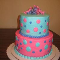 Birthday Cake Just a colorful Birthday cake. All buttercream with gumpaste bow.