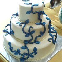 Blue Vines Buttercream cake with blue fondant vines