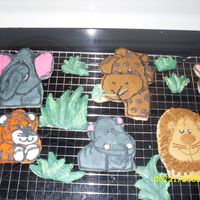 Jungle Animals Sugar cookies decorated with buttercream icing for my son's 1st birthday cake.