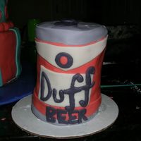 Duff Beer I made this cake for a friend's graduation. I baked the cake in a tin can so it was life size. I covered the entire cake in fondant (...