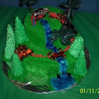 Off Road De 10 y 6 " , materiales cono de barquilla , marshmallow efecto de piedra, rio ,palmas y carritos 4X4.