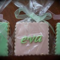Eva Cookies Party favors for a Baptism. Butter cookie, MMF and fondant accents.