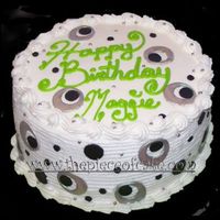 Retro Birthday Cake Iced in BC, with fondant accents.