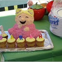 Cute Little Doll My daughters 1st birthday cake. I used the stand up teddy bear pan and buttercream icing.