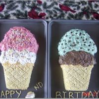 Ice Cream Cones My daughters 2nd birthday cake (excuse the miss-spelling). We had a picnic theme and I liked this pan *lol*