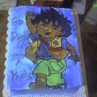 Go Diego I drew him on with icing, and airbrushed the colors... I was rushing and forgot to add a border :-(