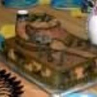 Army Cake done in chocolate buttercream, a 1/5 sheet with a carved 8 inch round.