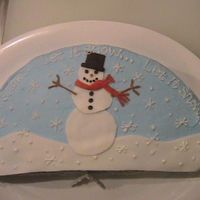 Snowman Cake I made this for a Christmas Party. The snowman and snow is made of fondant. The snowflakes are made from royal icing and there are 3-D...