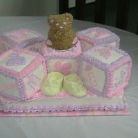 Baby Block Cake I saw something similar on here and decided to do it for a baby shower today. This cake took about 4 days to do and fed 100-120 people. The...