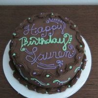 Birthday Cake 6in chocolate fudge cake with chocolate buttercream icing.