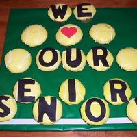 Cupcakes For "senior Day" buttercream icing with fondant letters