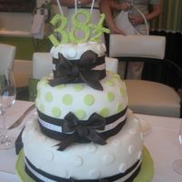 38 1/2 Birthday Cake Cake made for a 38 1/2 birthday. Number on top made from gumpaste. Cake covered in fondant with silk ribbon. The cake was made to match the...