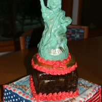 Satatue Of Liberty With American Flag For Landon My grandson wanted the Statue of Liberty adn an American Flag for his 6th birthday. I combined them by molding the statue with modeling...
