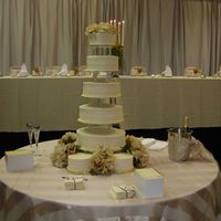 Dimonds, Dots And Scrolls This five-tier cake was designed for a bride that wanted "big" cake with alternating patterns.