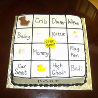 Baby Bingo A friend requested a cake to be made like one of the games being played at the shower. So I did just that...eight inch square cake iced in...