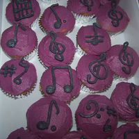 Musical Cupcakes I made these as refreshments to be served at a recent concert of my vocal ensemble. Yellow cupcakes with raspberry filling; iced in BC with...