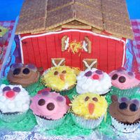 Farmyard Cake And Cupcakes I did this cake and cupcakes for my son's daycare's end of year party. They did a play and song with a farm yard theme. Got the...