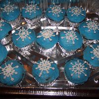 Snowflake Cupcakes I got this idea from the Wilton website, but chose to lay my snowflakes on top rather than have them stand straight up. Iced in bc;...