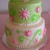 Quinn's Flower Cake I made this cake for a good friend's baby shower. I decorated it to match the plates and napkins. 2 tier vanilla cake, 3 tier...