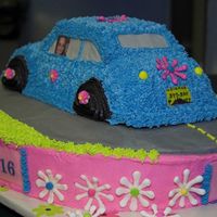Sweet Sixteen Volkswagon Cake (Back View) This is a cake for my daughter's 16th birthday. This was a family affair as my mother-in-law, daughter-in-law, and even my husband...