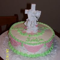 Baptism Cale Made this cake for my best friend who was getting Baptized. All buttercream with Fondant Accents. She loved it!