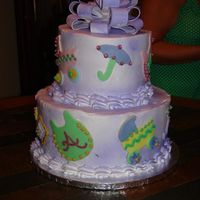 Baby Shower Cake Made this in 2 hours for my daughters baby shower - my most favorite that I have ever made - all butter cream with fondant accents