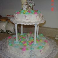 My God Daughter's Baptism Cake I used buttercream icing to decorate this cake with lots of pastel roses made ahead of time. I bought the sugar candy lambs to attach to...