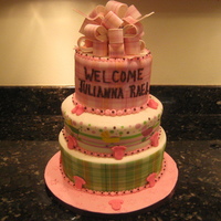 Babyshower Cake *Not my design* Was given this photo to replicate. Ordered transfers from lucks.com. Strawberry cake with vanilla buttercream and vanilla...