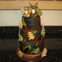 Camo Grooms Cake *Not my design*. Was asked to make this cake for a groom. Chocolate cake with vanilla buttercream on bottom tier and vanilla with vanilla...
