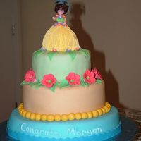 Graduation Luau Celebration My niece had a luau themed graduation party. I created a thiered water, beach, and land cake and added a gum paste graduation cap to a hula...