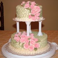 Wedding Cake First fondant roses and 2 tiered cake