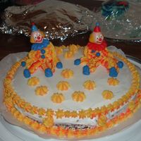 Course 1, Cake 2 Clown Cake from Course 1 - Chocolate Cake with Class BC icing...learned how to stripe the icing bag and went a little crazy with it...had...