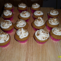 Pumpkin Spice! pumpkin spice cupcakes with a cream cheese frosting and a candied walnut topping sprinkled on top :)
