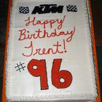 Ktm Birthday Cake Trent is 11 and he loves to race his KTM. His bike # is 96. He wanted KTM and KTM Orange on his cake. This is what I came up with. Yellow...