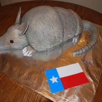 Armadillo Cake This cake was a groom's cake for a wedding, they wanted a cake shaped like an armadiilo because of the bloody armadillo cake on Steel...