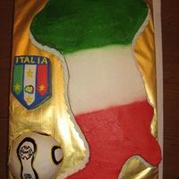 Italia This was for the groom. His family is from Italy and they all love soccer. So we substitued The two Italina islands for the Worl Cup Soccer...