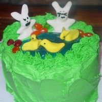 Easter Cake This Easter cake was made with buttercream icing for the icing and the grass. The bunnies and chicks were made with fondant and food...