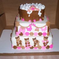 Brown Ad Pink Baby Shower Cake 